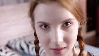 Amazing Redhead college girl college girl   with Pigtails