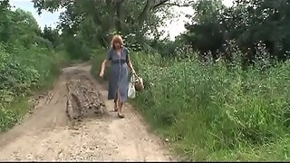 Peasant mature woman attacked and brutally fucked by two criminals