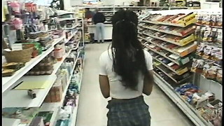 Woman is getting yam-sized trouser snake after shopping