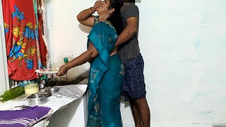 Aunty was cleaning the dishes in the kitchen wearing a saree and I went behind her and corded her up and had sex with her.
